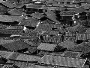 Lijiang old town characteristic roofs.
